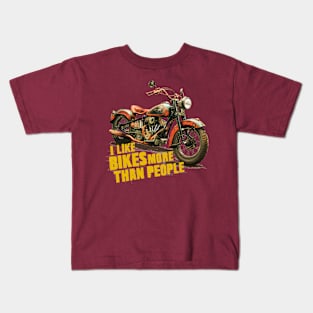 I like bikes more than people Humorous Auto Enthusiast tee 4 Kids T-Shirt